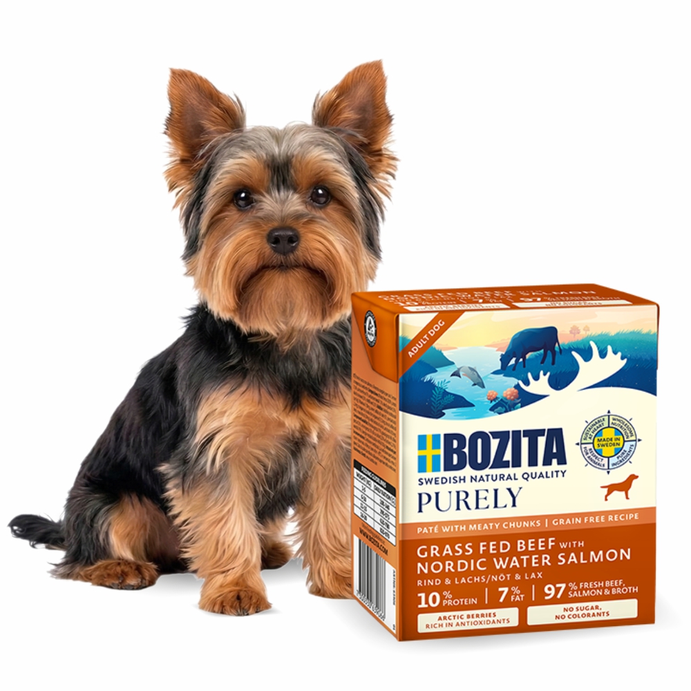 Bozita Purely Pate Duoprotein Wołowina Łosoś 370g karma mokra dla psa